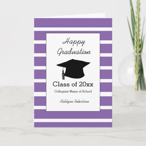 Striped Purple Class of 2024 Graduation Card