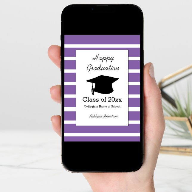 Striped Purple Class of 2025 Graduation Card (Front Digital)