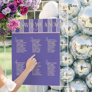 Striped Purple Spring Disco Wedding Seating Chart  Foam Board