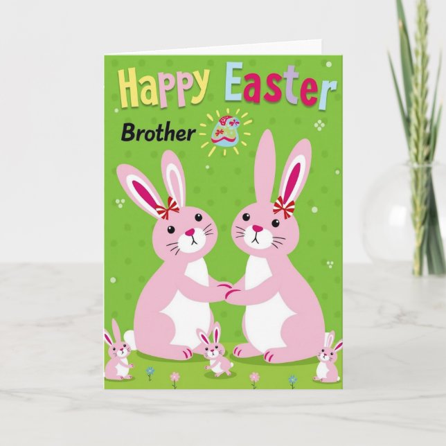 Striped Rabbit Easter Brother Card (Front)