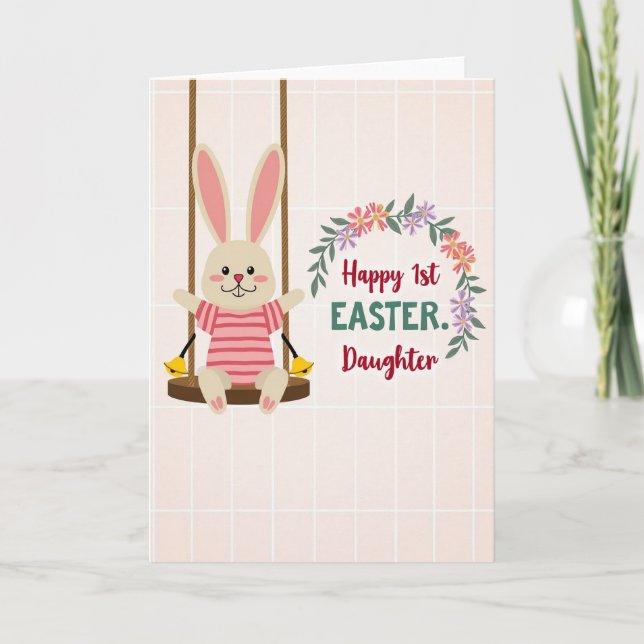 Striped Rabbit Easter Card (Front)