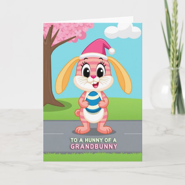 Striped Rabbit Egg Occasion Card (Front)