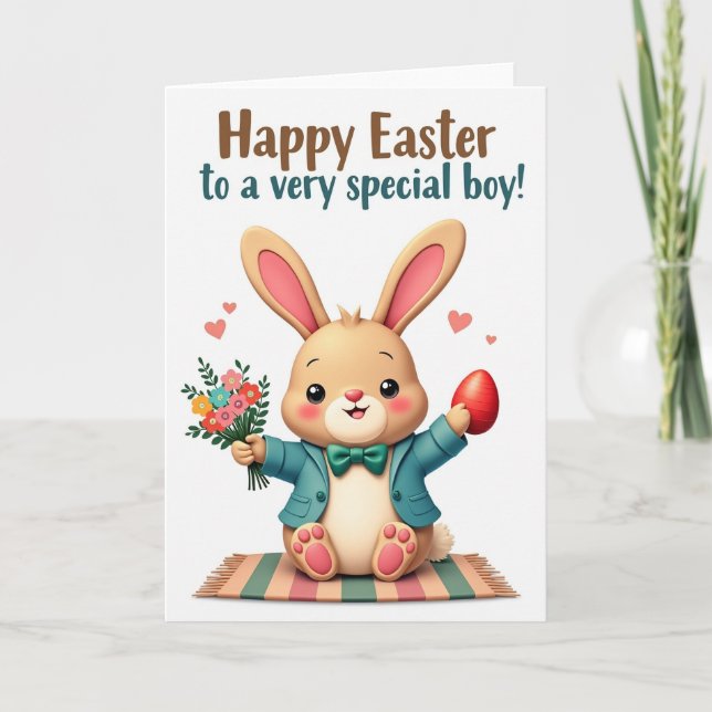 Striped Rabbit Holiday Card (Front)