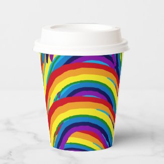 Striped Rainbow Abstract Paper Cups