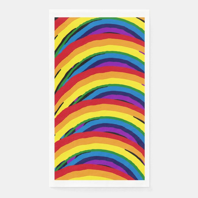 Striped Rainbow Abstract Paper Guest Towels