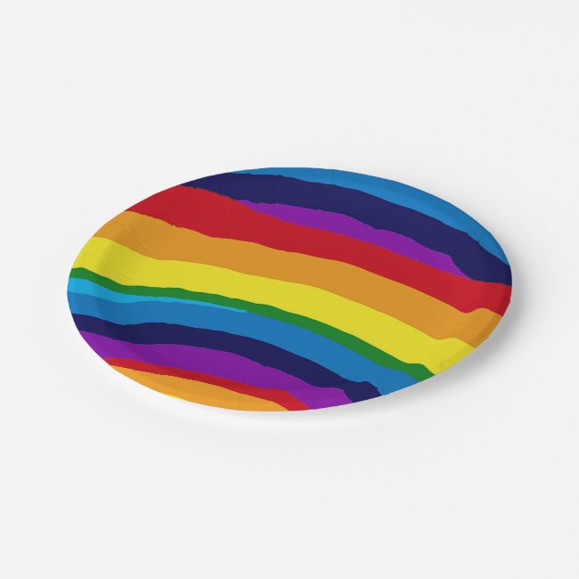 Striped Rainbow Abstract Paper Plates