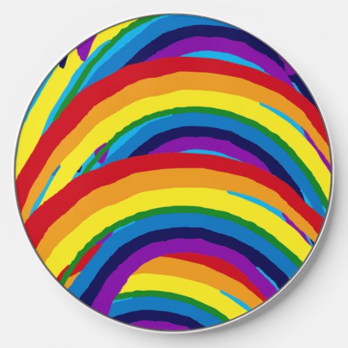 Striped Rainbow Abstract Pattern Wireless Charger