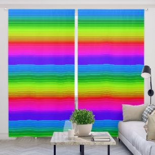 Striped rainbow blackout curtains