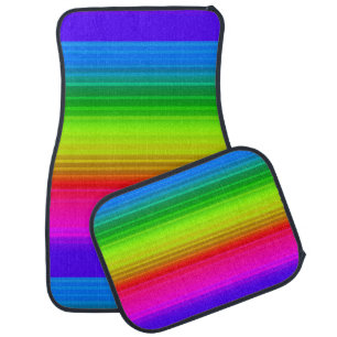 Striped rainbow car floor mat