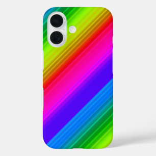 Striped rainbow iPhone 16 case