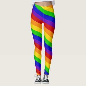 Striped Rainbow Colors Leggings Pride Colorful Fun by CricketDiane at Zazzle
