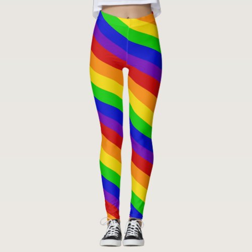 Striped Rainbow Colors Leggings PRIDE Colorful Fun