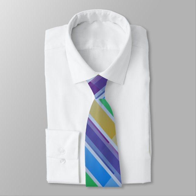 Striped Rainbow Coloured Tie (Tied)