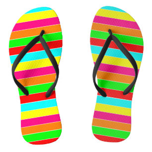 "Striped Rainbow" Flip Flops