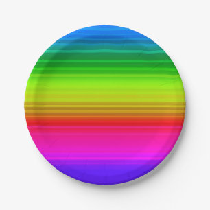 Striped rainbow paper plates