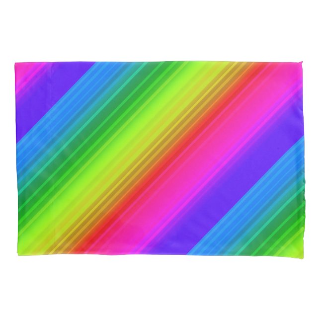 Striped rainbow pillow case (Front)