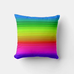 Striped rainbow throw pillow