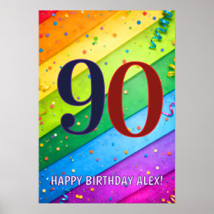 Striped Rainbow with confetti Poster