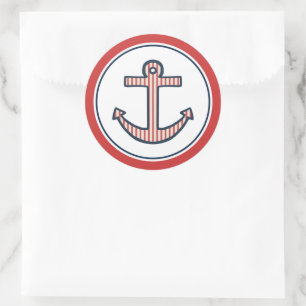 Striped Red Anchor Stickers