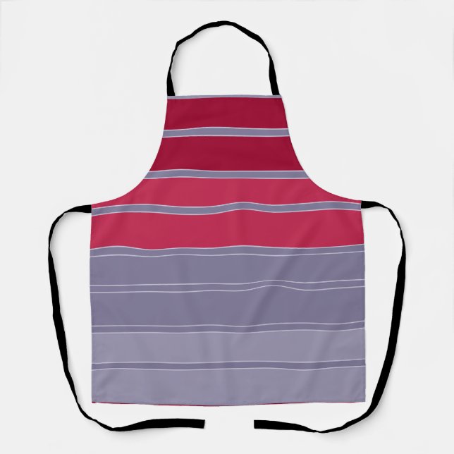 Striped red and gray simple pattern  apron (Front)