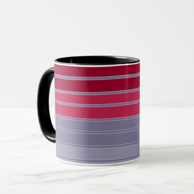 Striped red and gray simple pattern  mug (Front Left)