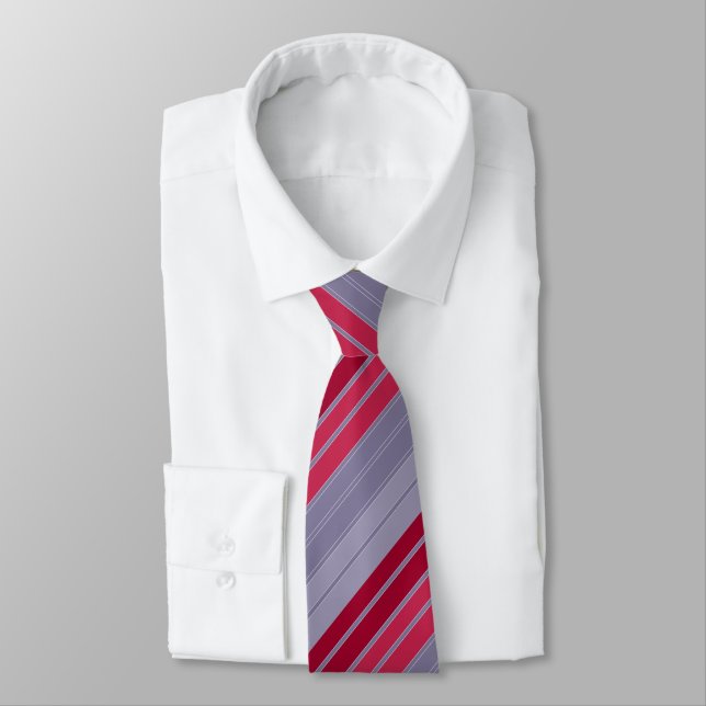 Striped red and gray simple pattern  neck tie (Tied)