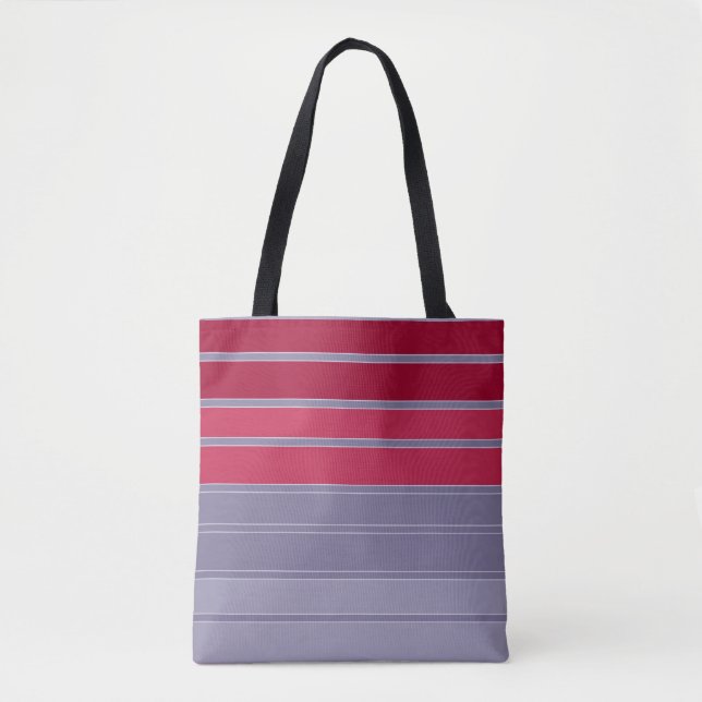 Striped red and gray simple pattern  tote bag (Front)