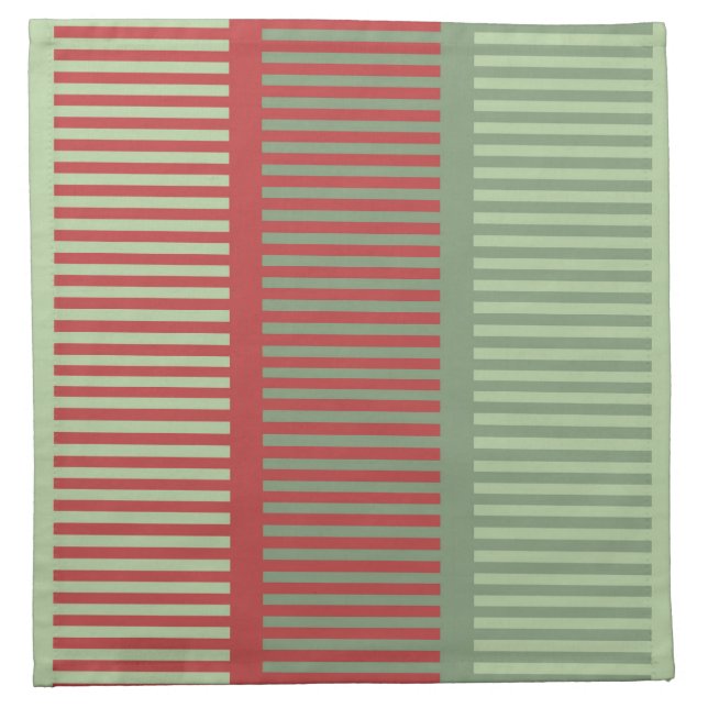 Striped Red and Green Cloth Napkin (Front)