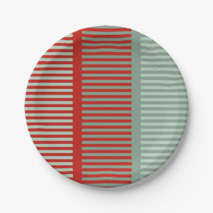 Striped Red and Green Pattern Paper Plates
