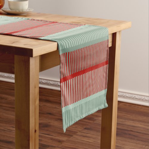 Striped Red and Green Pattern Short Table Runner