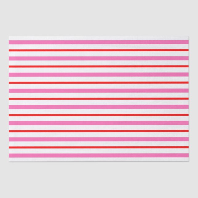Striped Red and Pink Tissue Paper (Front)