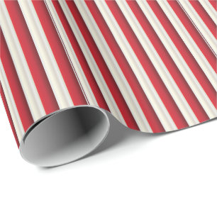 Striped Red and White Line Pattern Wrapping Paper
