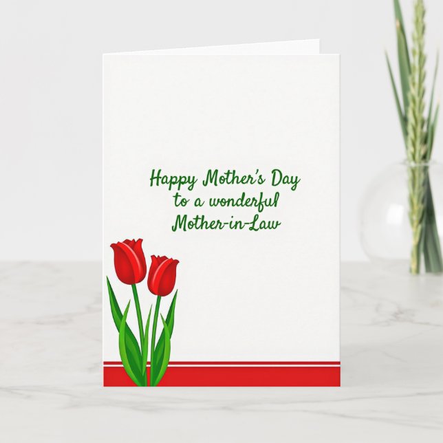 Striped Red Blossom Thank You Card (Front)