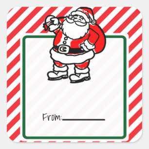 Striped Red Christmas Holiday Gift Exchange Party Square Sticker