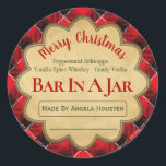 Striped Red Green Christmas Bar In A Jar Ideas Classic Round Sticker<br><div class="desc">This Bar In A Jar sticker label is for those who have made jar gifts for friends and family who like to partake in festive alcohol beverage drinking during the silly season. Once you have seasoned and infused your drinks you can place them into pretty corked bottles, label them and...</div>