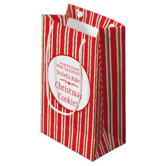 Striped red green cookie swap / baking gift bags