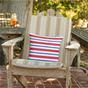 Striped Red White and Blue Throw Pillow