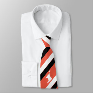 Striped Red White Black with Trinidad Map on RED Neck Tie