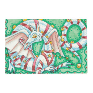 Striped Retro Christmas Dragon Placemat