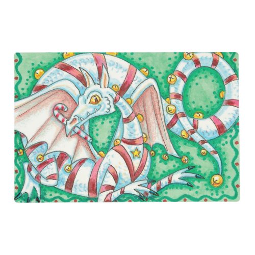 Striped Retro Christmas Dragon Placemat