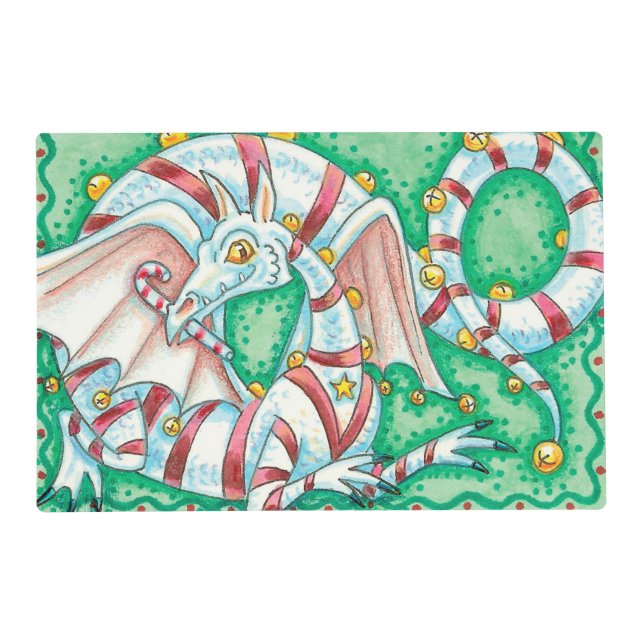 Striped Retro Christmas Dragon Placemat (Front)