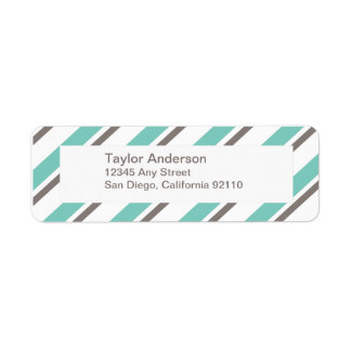 Striped Return Address Label - blue gray
