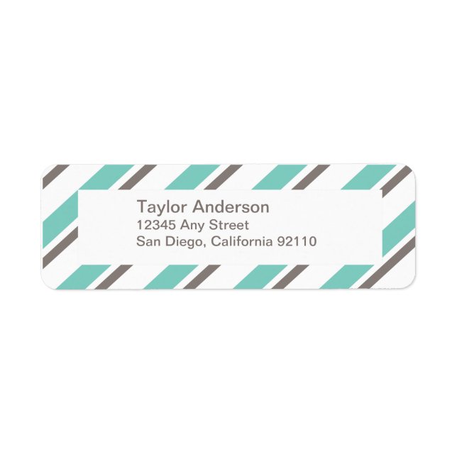 Striped Return Address Label - blue gray (Front)