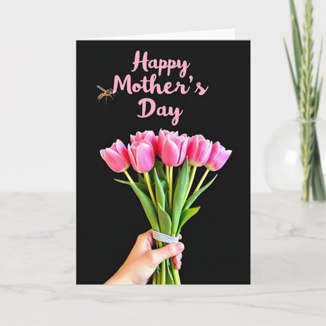 Striped Ribbon Flower Card (Front)