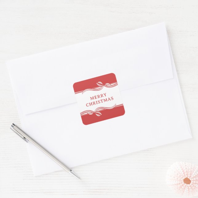Striped Ribbon Square Sticker (Envelope)