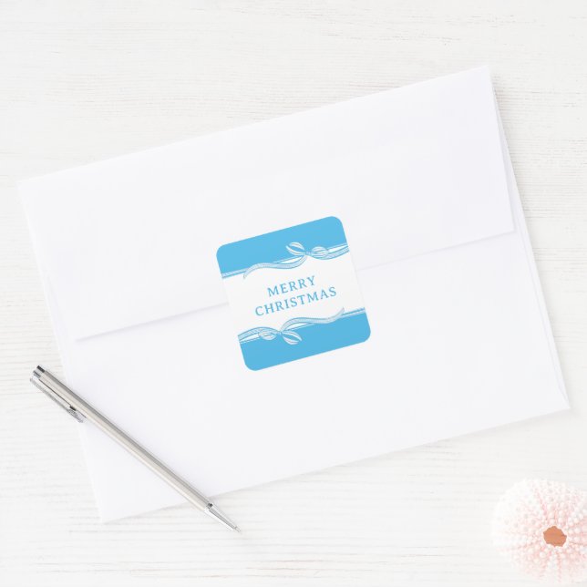 Striped Ribbon Square Sticker (Envelope)