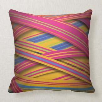 Striped ribbons in bright colors throw pillow