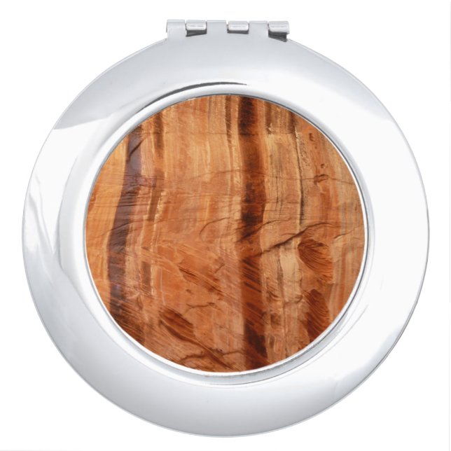 Striped Rock of Double Arch Alcove II at Zion Compact Mirror (Front)