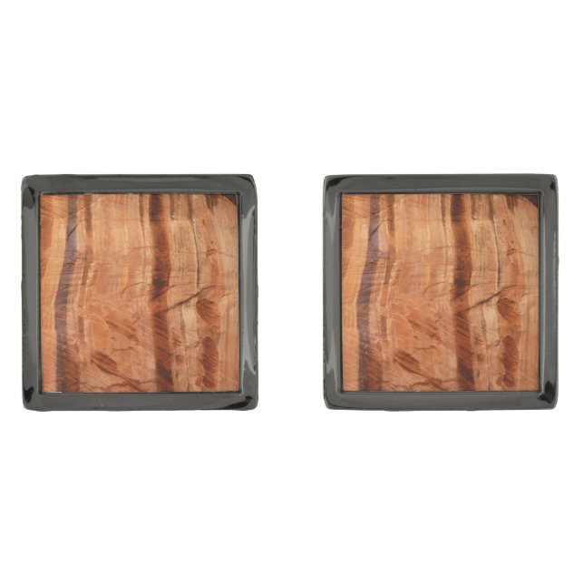 Striped Rock of Double Arch Alcove II at Zion Cufflinks (Front)