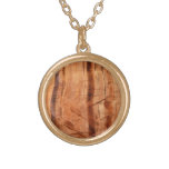 Striped Rock of Double Arch Alcove II at Zion Gold Plated Necklace